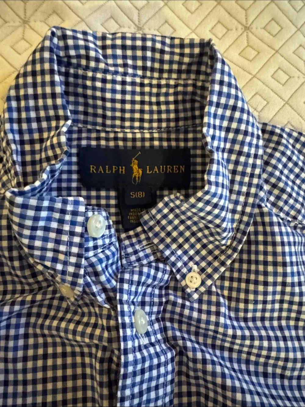 Ralph Lauren Blue Gingham Button-Down Shirts (Pair)